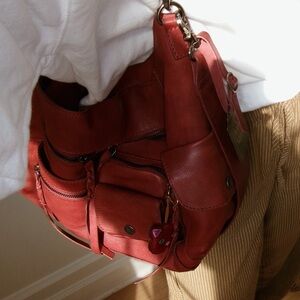 Free people ledger leather bag red